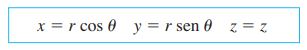 Equação para representar as coordenadas cilíndricas