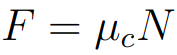 Fórmula para a força de atrito cinético que será usada nos exercícios do artigo.