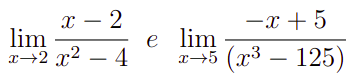 Exemplos para o cálculo de limites.