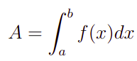 Fórmula para calcular a área de uma função f(x).