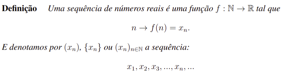Definição de sequências numéricas reais.