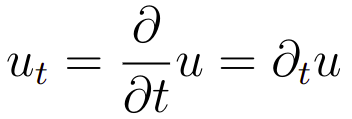 Notação da derivada primeira para as equações diferenciais parciais.