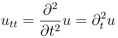 Notação da derivada segunda para as equações diferenciais parciais.