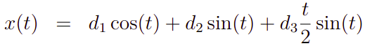 Solução geral da equação diferencial não homogênea do exemplo.
