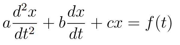 Forma geral das equações diferenciais de segunda ordem não homogêneas.