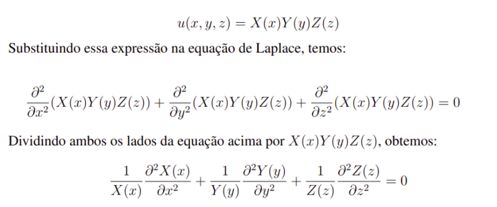 Separação de variáveis para a equação de Laplace.