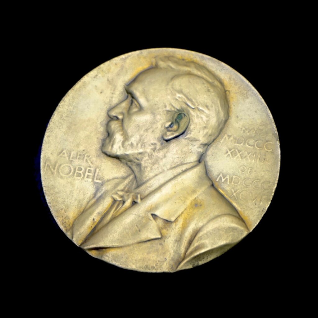 Figura que mostra a medalha do prêmio Nobel. 