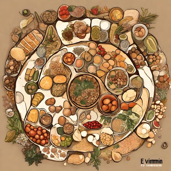 Vitamina E representada por vários tipos de alimento