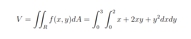 integral dupla para cálculo de volumes de um exemplo.